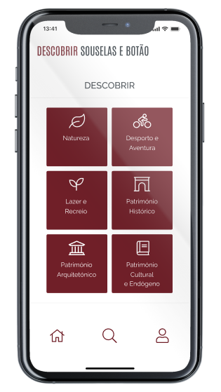 Ecrã Descobrir da App Descobrir Souselas e Botão