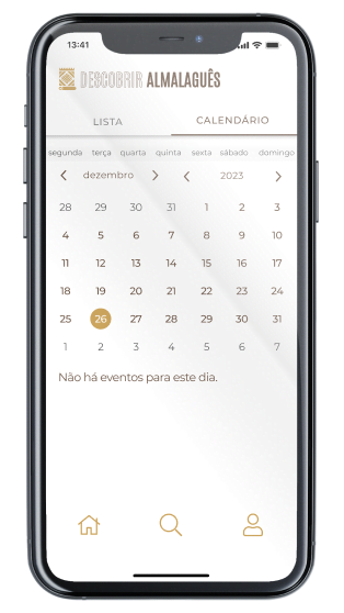 Ecrã Calendário da App Almalaguês