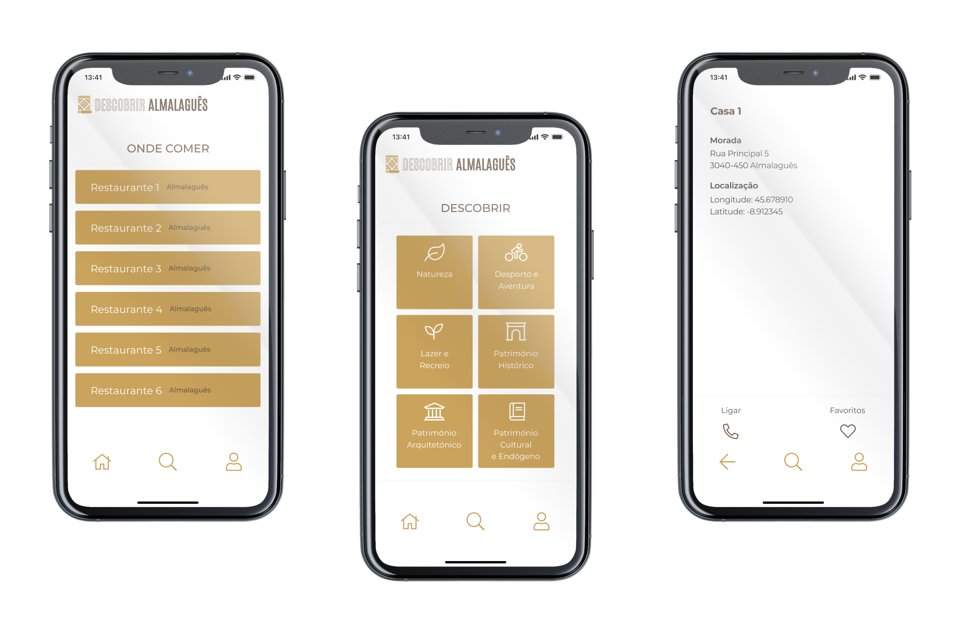Ecrã Onde Comer, Descobrir e Onde Ficar da App Descobrir Almalaguês