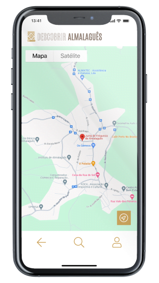 Ecrã Mapa da App Almalaguês