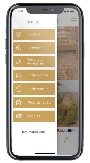 Ecrã menu da App Almalaguês