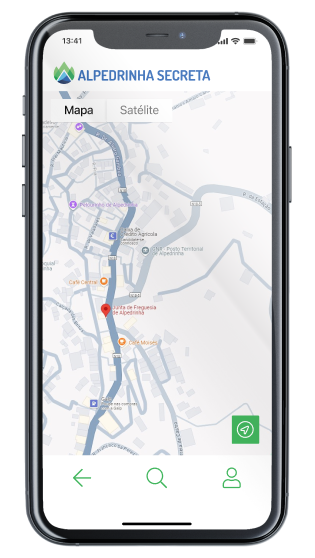 Ecrã Mapa da App Alpedrinha Secreta