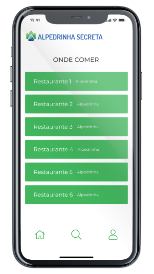 Ecrã Sugestões onde comer da App Alpedrinha Secreta
