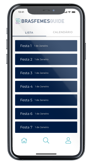 Ecrã Eventos da App Brasfemes Guide