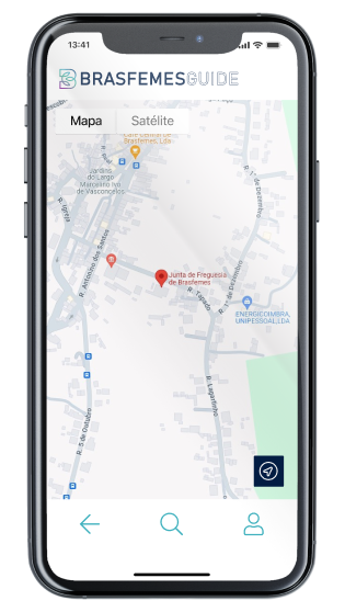 Ecrã Mapa da App Brasfemes Guide