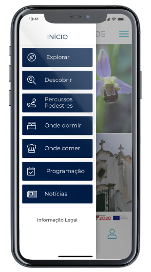 Ecrã menu da App Brasfemes Guide