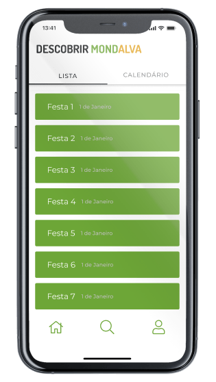 Ecrã Eventos da App Descobrir Mondalva