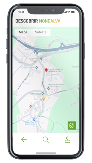 Ecrã Mapa da App Descobrir Mondalva