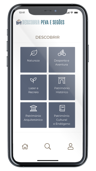 Ecrã Descobrir da App Descobrir Peva e Segões