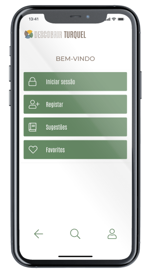 Ecrã Bem-vindo da App Descobrir Turquel