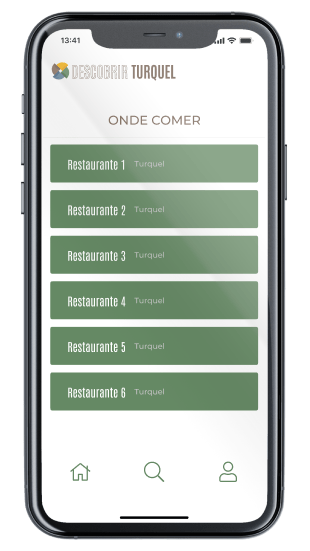 Ecrã Sugestões onde comer da App Descobrir Turquel