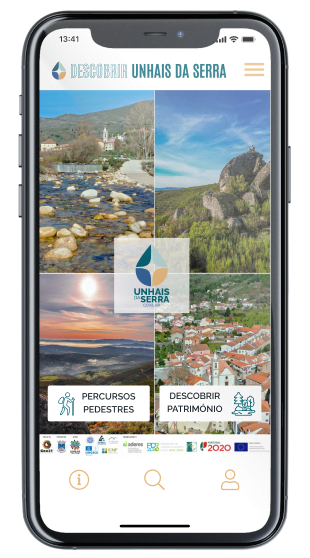 Ecrã home da App Descobrir Unhais da Serra
