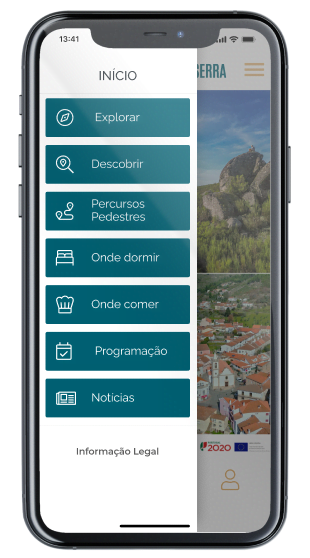 Ecrã menu da App Descobrir Unhais da Serra