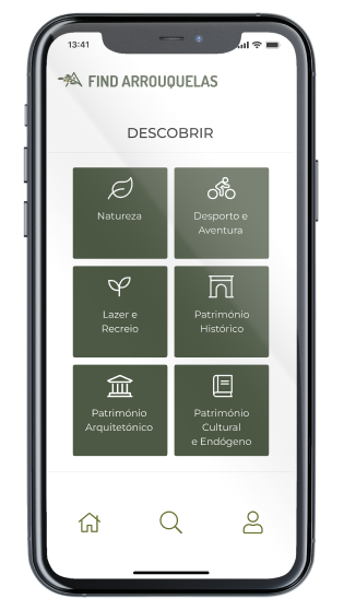 Ecrã Descobrir da App Find Arrouquelas