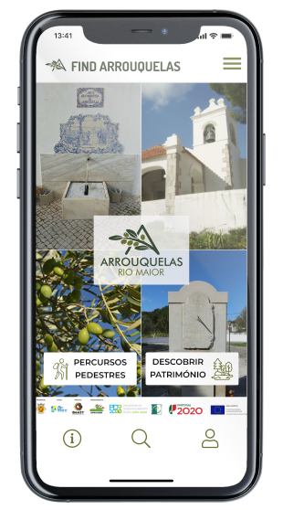 Ecrã home da App Find Arrouquelas