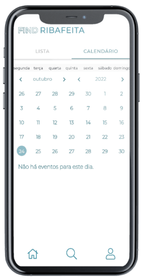 Ecrã Calendário da App Find Ribafeita