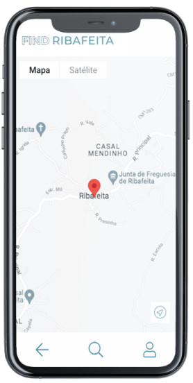 Ecrã Mapa da App Find Ribafeita