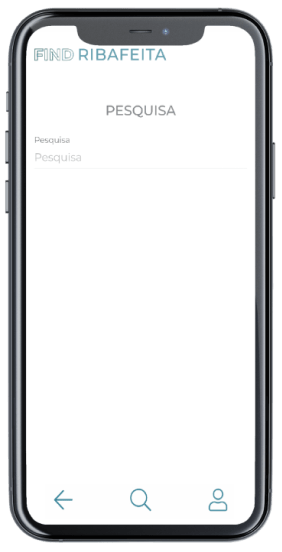 Ecrã Pesquisa da App Find Ribafeita