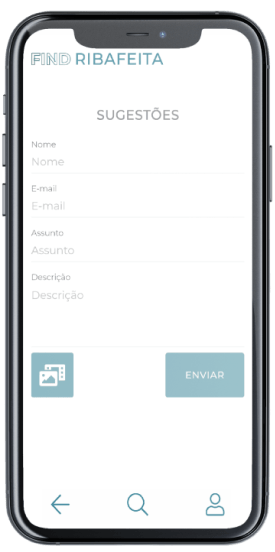 Ecrã Sugestões da App Find Ribafeita