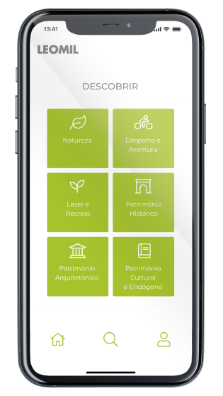 Ecrã Descobrir da App Leomil