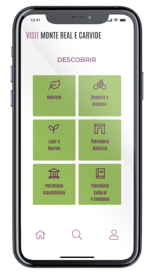 Ecrã Descobrir da App Visit Monte Real e Carvide