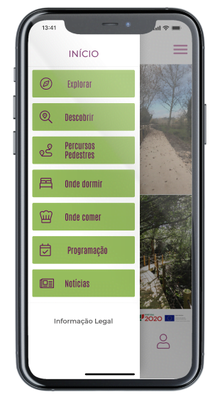 Ecrã menu da App Visit Monte Real e Carvide